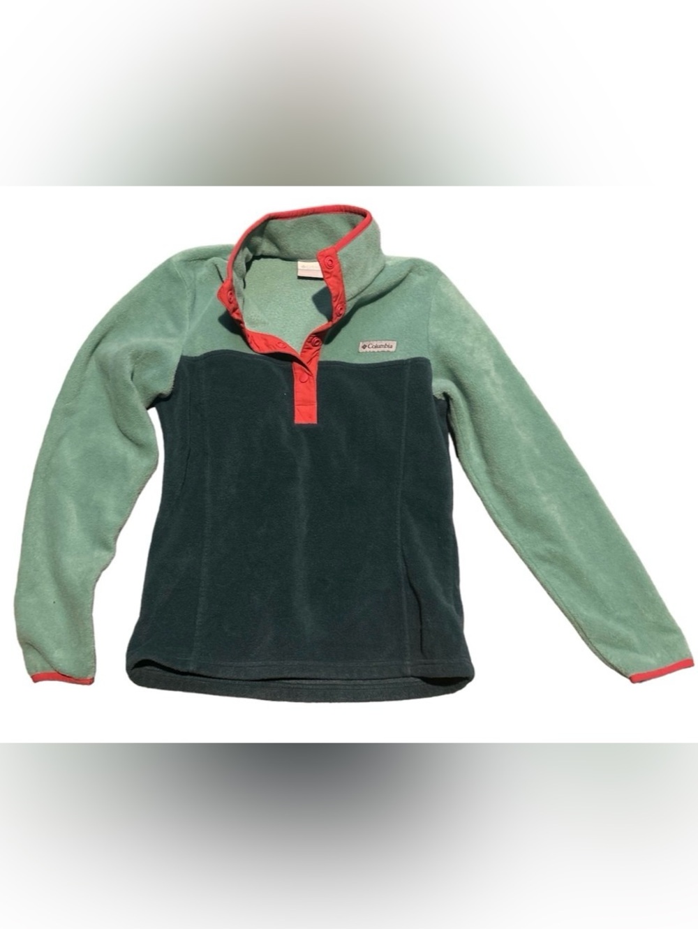 Columbia Benton Springs Half Snap Fleece Pullover Colorblock Green XS Petite